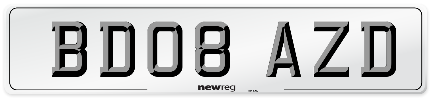 BD08 AZD Number Plate from New Reg